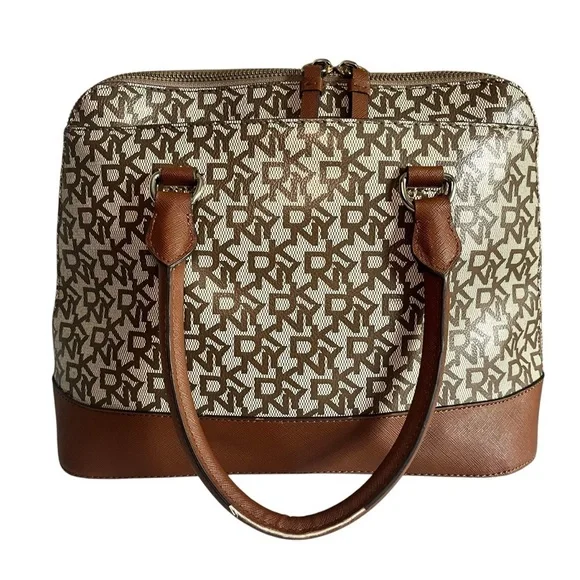 DKNY Women Bryant  MD ROUND Brown/ Beige Satchel Bag Purse MSRP:$198 - Picture 4 of 12